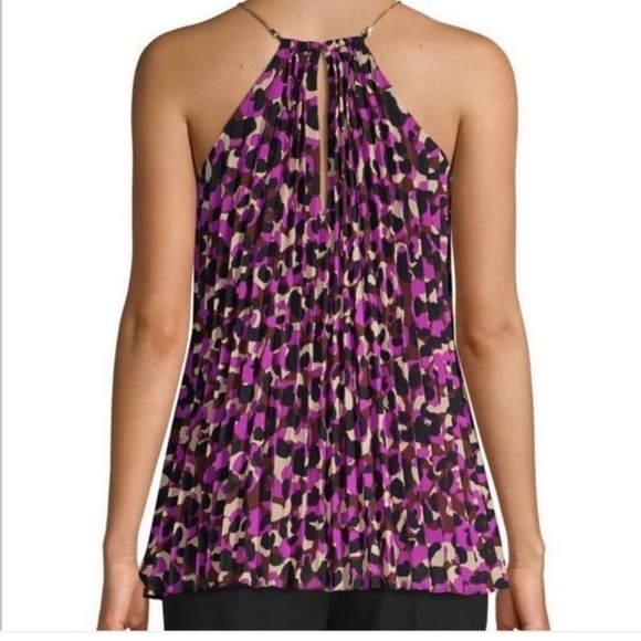 Trina Turk Purple Pleated Gold Chain Strap Tank Top – Size Large - Picture 4 of 12